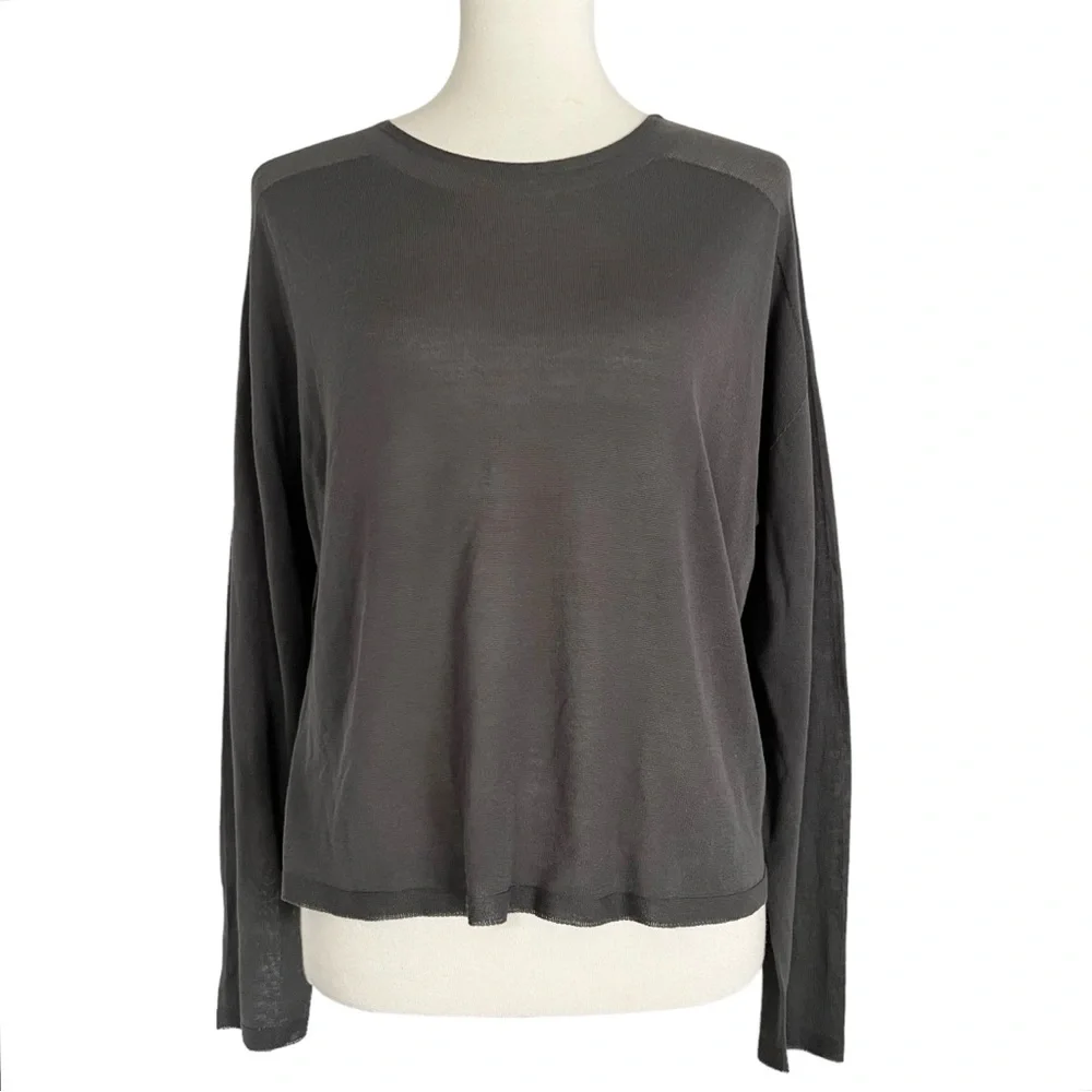 NWT Eileen Fisher Seamless Sleek Tencel Knit‎ Mock Neck Top in Bark
